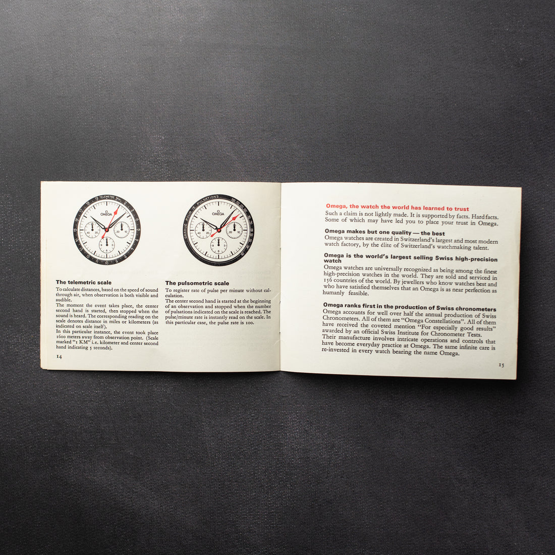 YOU AND YOUR OMEGA BOOKLET FOR SPEEDMASTER AND CHRONOGRAPH