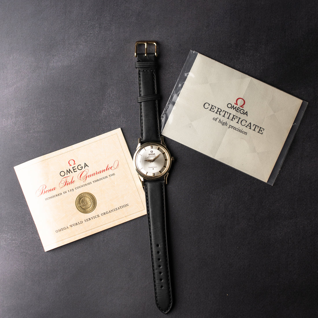 1963 OMEGA CONSTELLATION PIE PAN SUNBURST DOG-LEG COLLECTORS SET CAL. 551 REF. 167.005