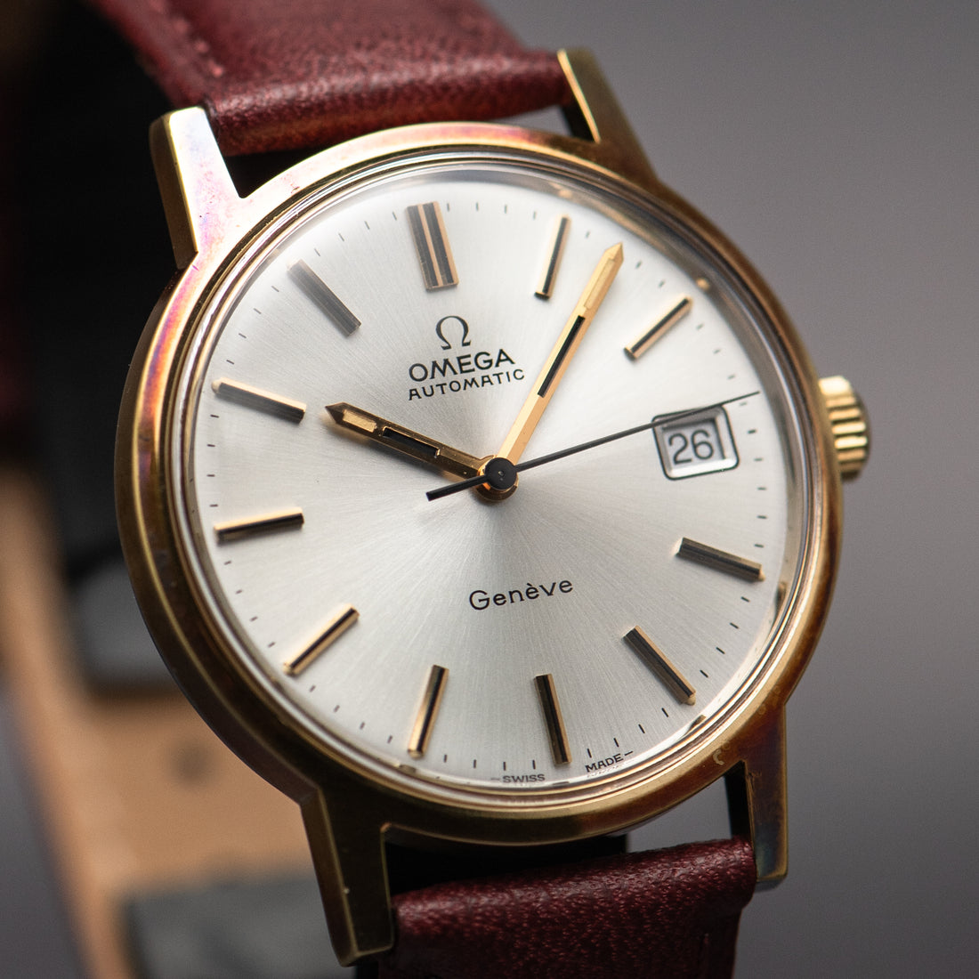 1973 OMEGA GENEVE QUICKSET SUNBURST RAINBOW HUE WITH PAPERWORK AND BUCKLE CAL. 1012 REF. 166.0163