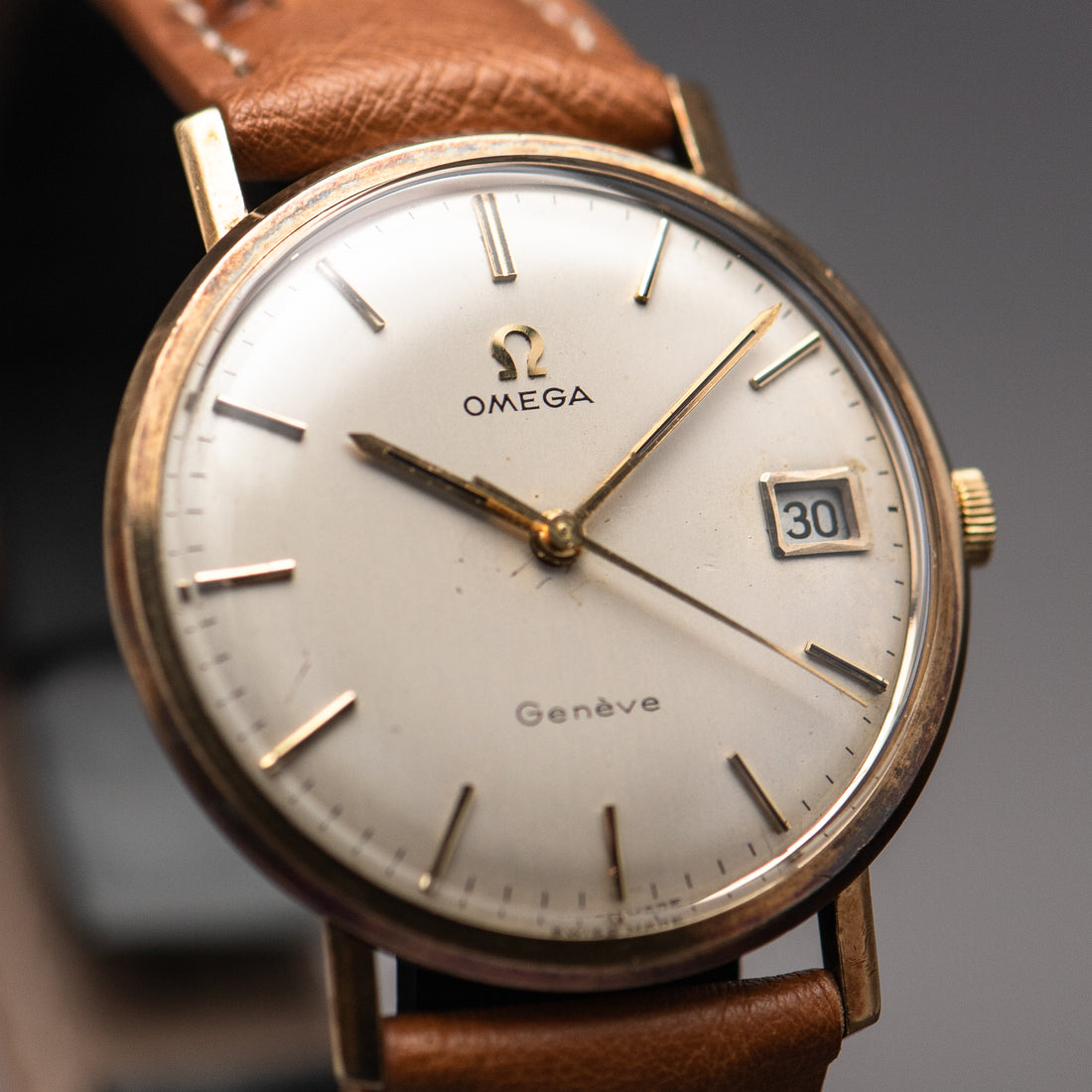 1969 9K GOLD OMEGA GENEVE QUICKSET RAINBOW HUE CAL. 613 REF. 131/25016
