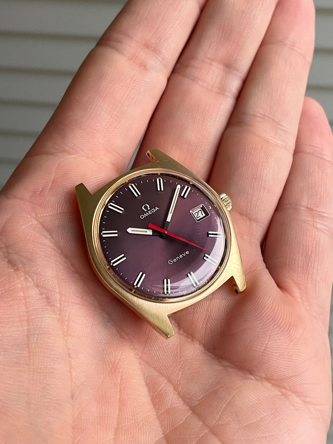 1968 OMEGA GENEVE PURPLE SUNBURST QUICKSET CAL. 613 REF. 136.041