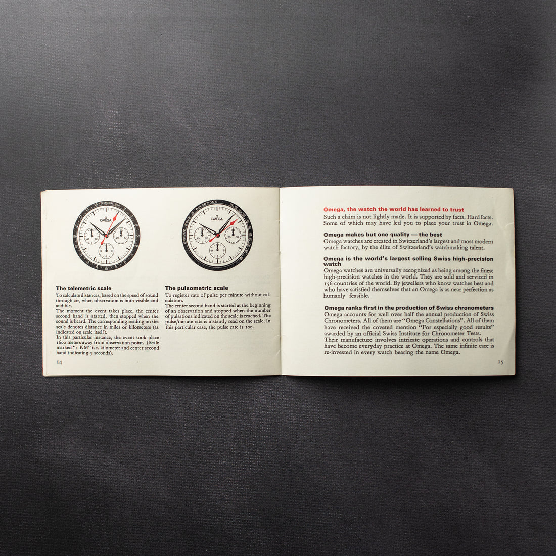 YOU AND YOUR OMEGA BOOKLET FOR SPEEDMASTER AND CHRONOGRAPH