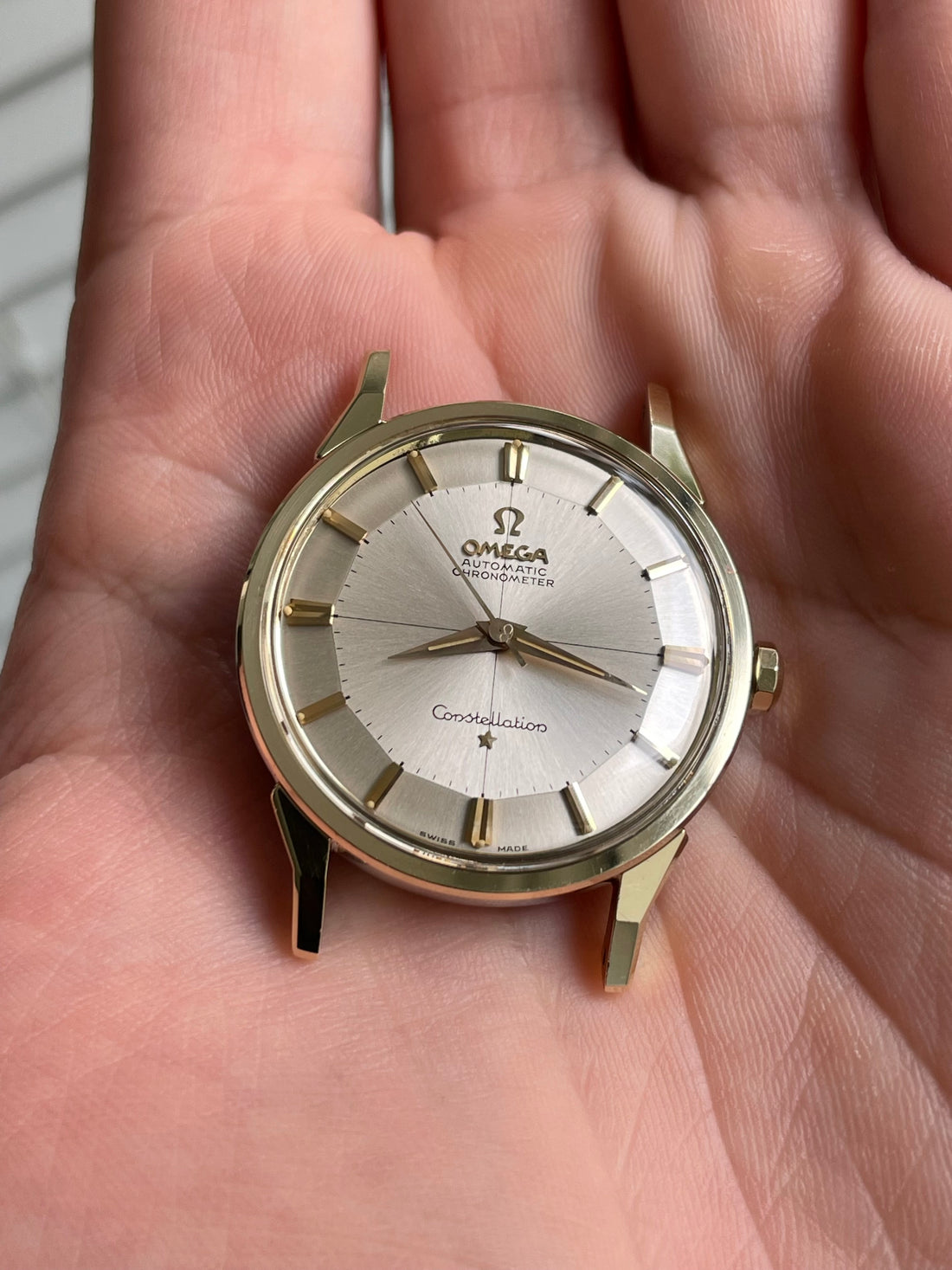 1963 OMEGA CONSTELLATION PIE PAN CROSSHAIR SUNBURST DOG-LEG CAL. 551 REF. 14900 61 SC