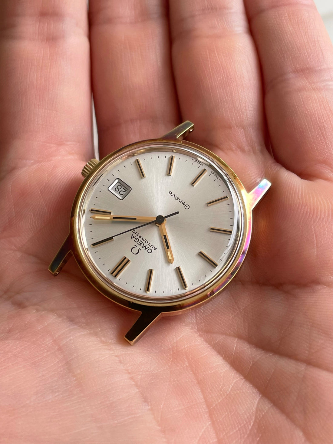 1974 OMEGA GENEVE SUNBURST QUICKSET RAINBOW HUE WITH PAPERWORK AND BUCKLE CAL. 1012 REF. 166.0163