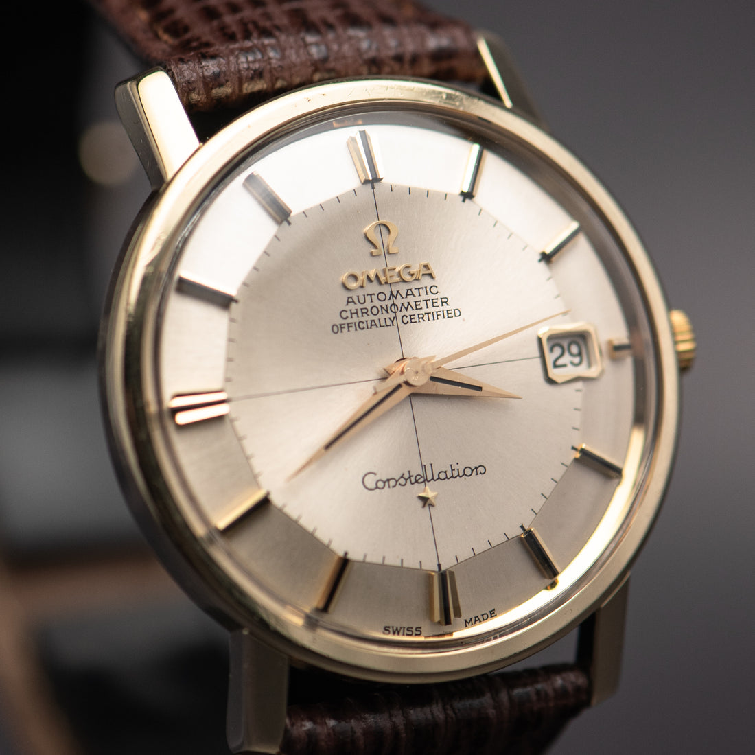 1966 OMEGA CONSTELLATION PIE PAN CROSSHAIR SUNBURST QUICKSET CAL. 564 REF. 168.010