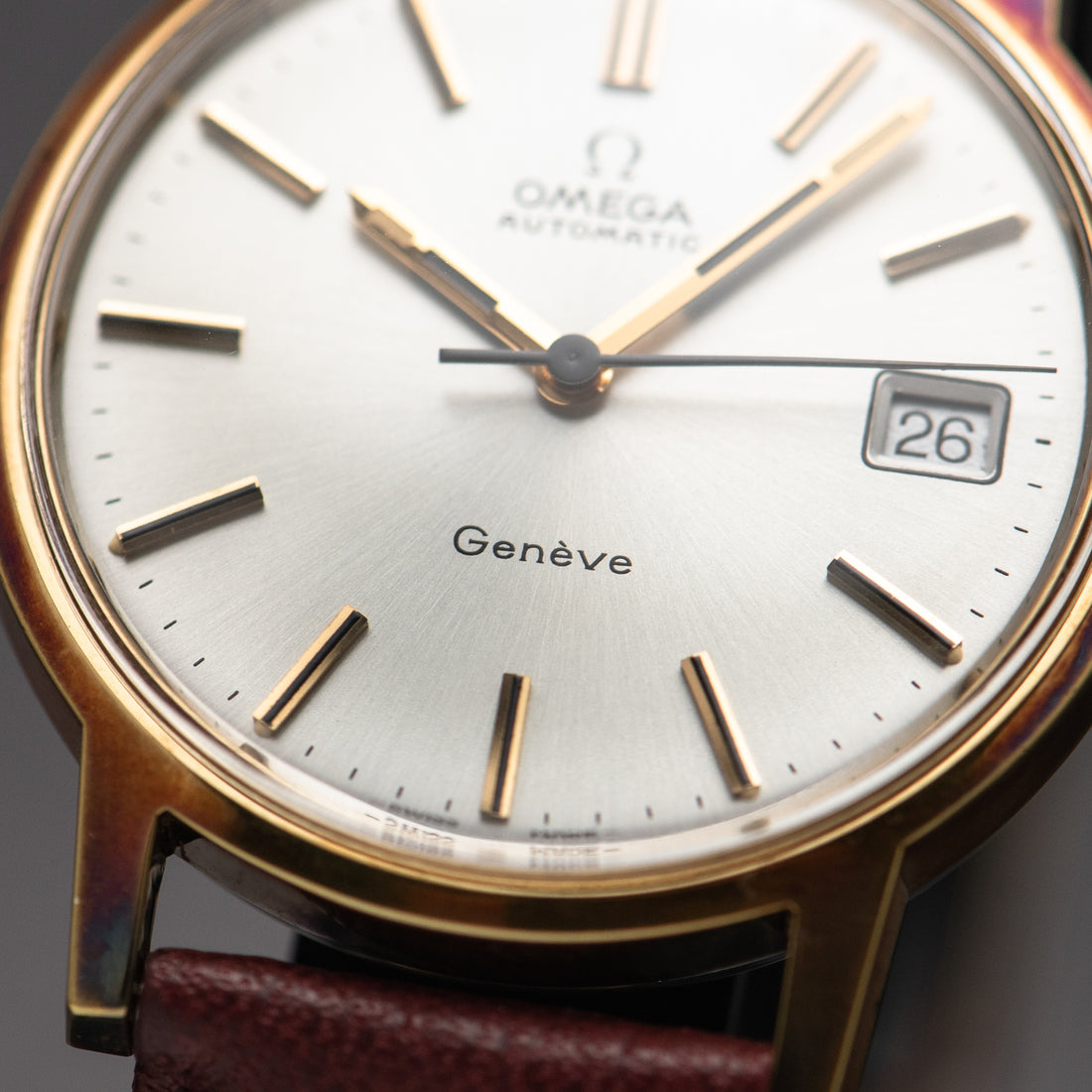 1973 OMEGA GENEVE QUICKSET SUNBURST RAINBOW HUE WITH PAPERWORK AND BUCKLE CAL. 1012 REF. 166.0163