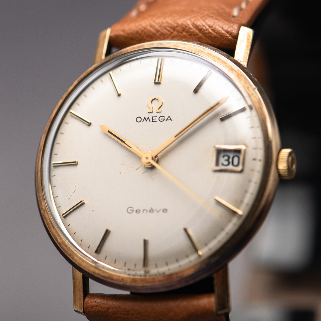1969 9K GOLD OMEGA GENEVE QUICKSET RAINBOW HUE CAL. 613 REF. 131/25016