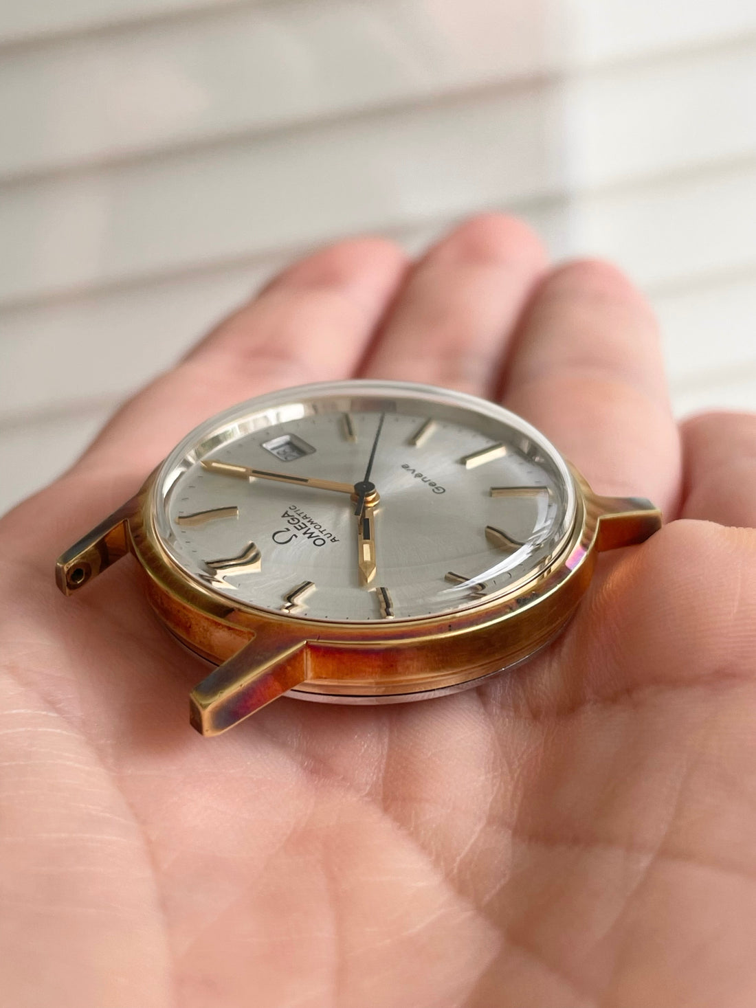 1974 OMEGA GENEVE SUNBURST QUICKSET RAINBOW HUE WITH PAPERWORK AND BUCKLE CAL. 1012 REF. 166.0163