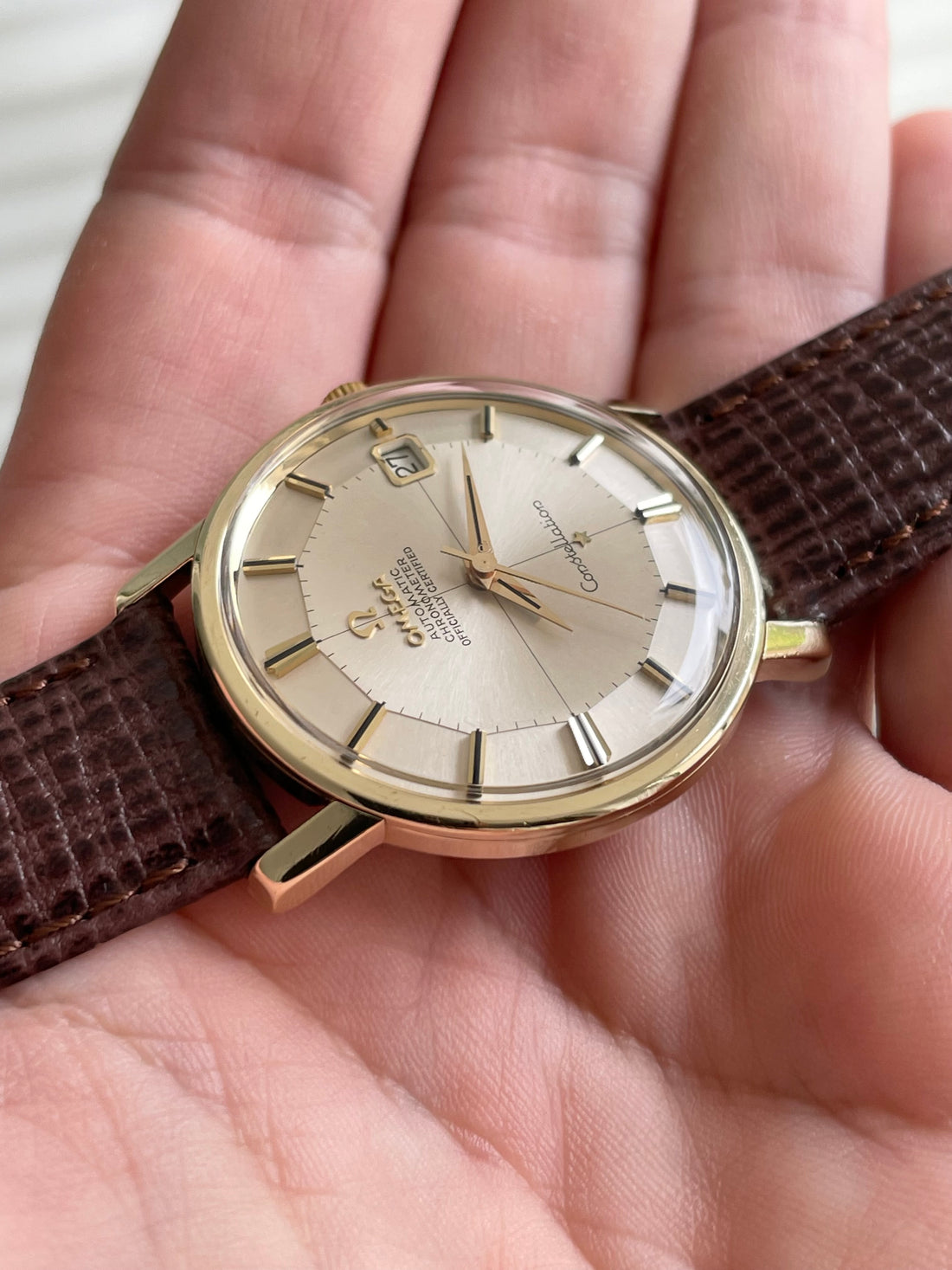 1966 OMEGA CONSTELLATION PIE PAN CROSSHAIR SUNBURST QUICKSET CAL. 564 REF. 168.010