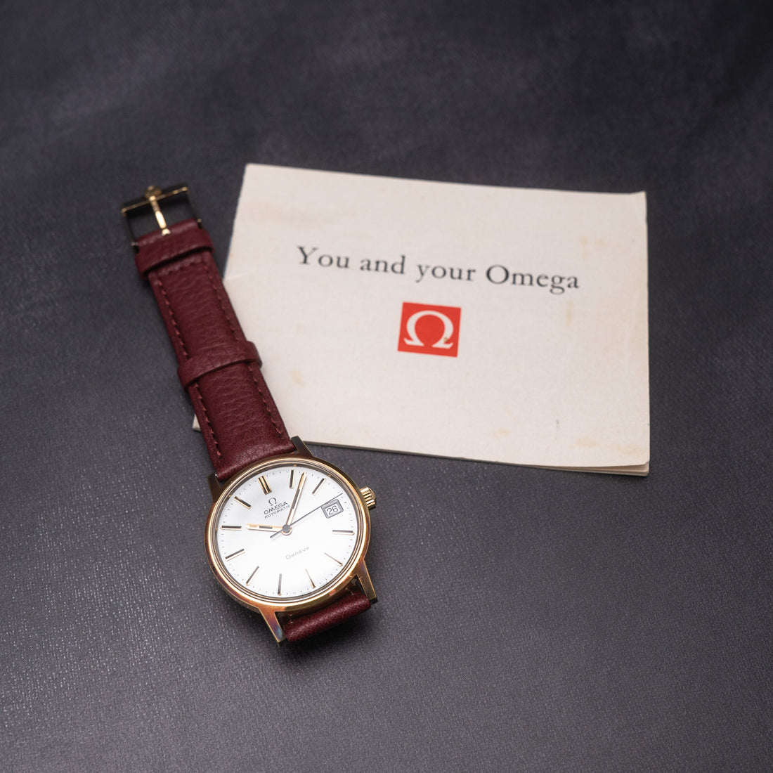 1973 OMEGA GENEVE QUICKSET SUNBURST RAINBOW HUE WITH PAPERWORK AND BUCKLE CAL. 1012 REF. 166.0163