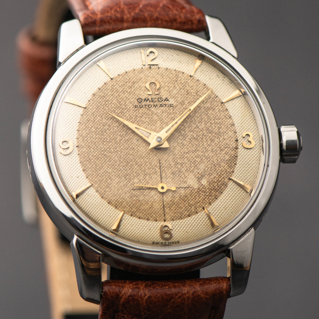 1956 OVERSIZE OMEGA SUB SECONDS TWO TONE HONEYCOMB EXPLORER CAL. 492 REF. 2857-2856 1-SC