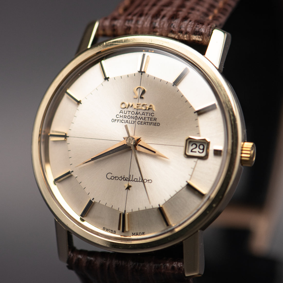 1966 OMEGA CONSTELLATION PIE PAN CROSSHAIR SUNBURST QUICKSET CAL. 564 REF. 168.010