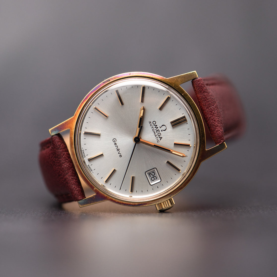 1973 OMEGA GENEVE QUICKSET SUNBURST RAINBOW HUE WITH PAPERWORK AND BUCKLE CAL. 1012 REF. 166.0163