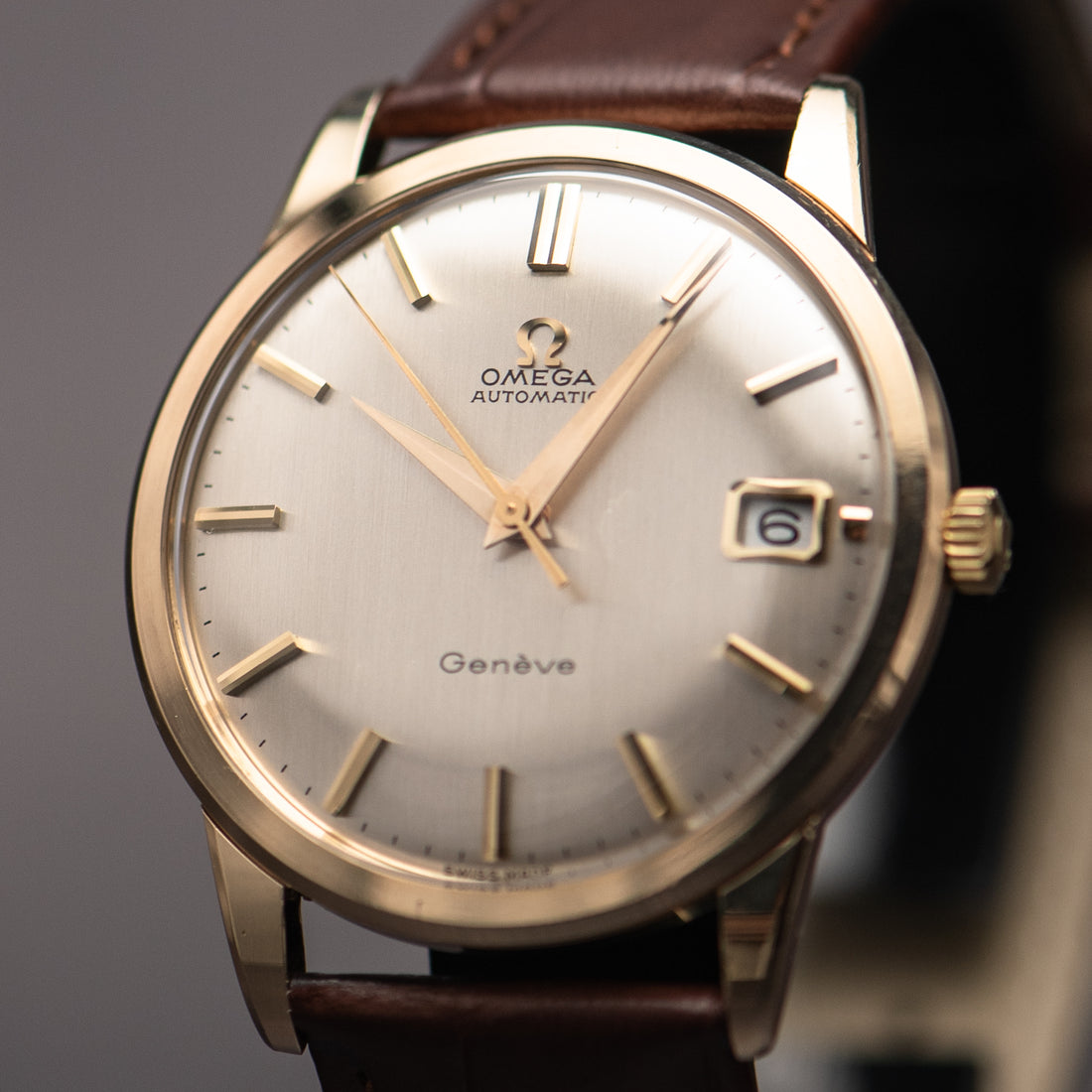1968 9K GOLD OMEGA GENEVE QUICKSET WITH PAPERWORK CAL. 565 REF. 161/25418