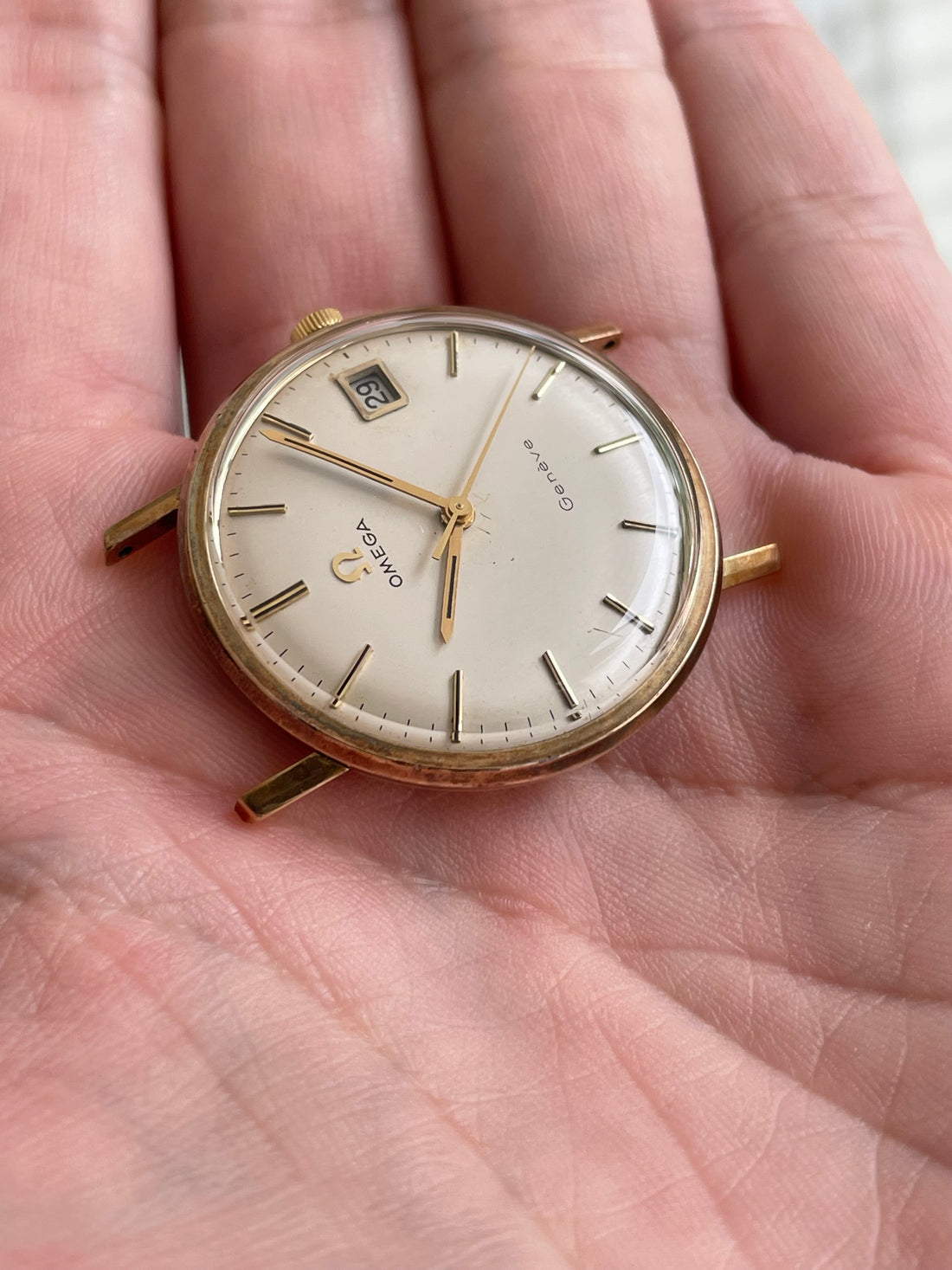 1969 9K GOLD OMEGA GENEVE QUICKSET RAINBOW HUE CAL. 613 REF. 131/25016