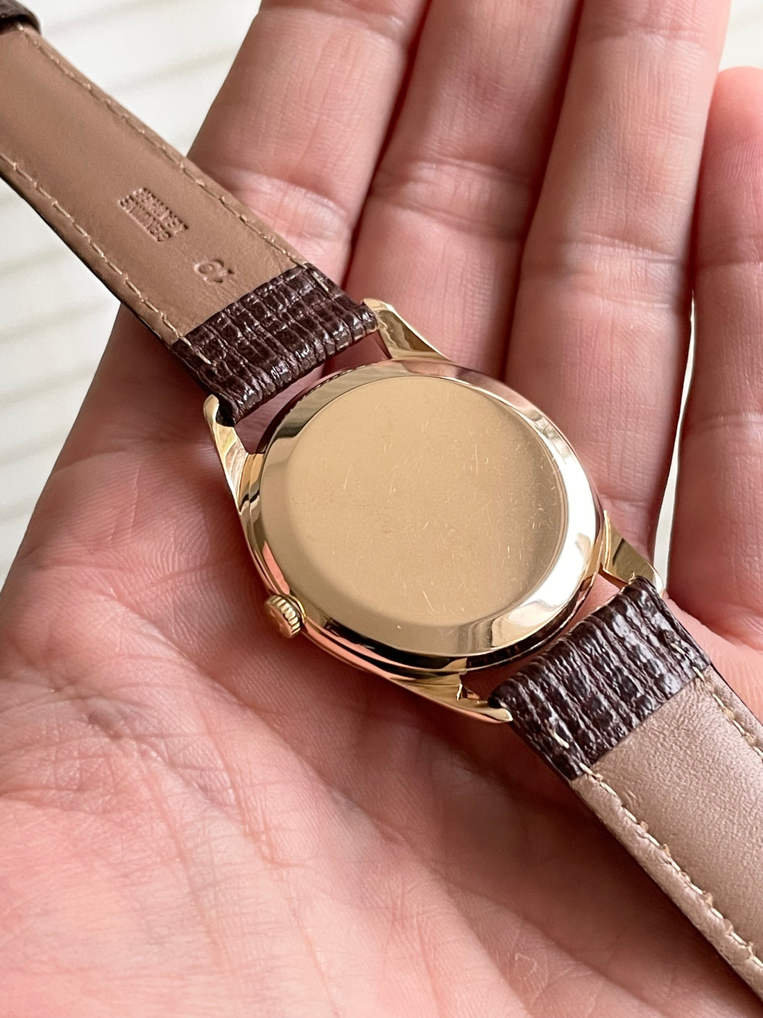 1952 OVERSIZE 14K ROSE GOLD OMEGA TRESOR HONEYCOMB CROSSHAIR SUB SECONDS CAL. 265 REF. 2619