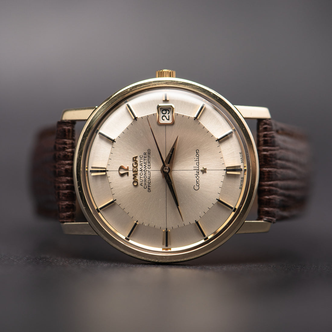 1966 OMEGA CONSTELLATION PIE PAN CROSSHAIR SUNBURST QUICKSET CAL. 564 REF. 168.010