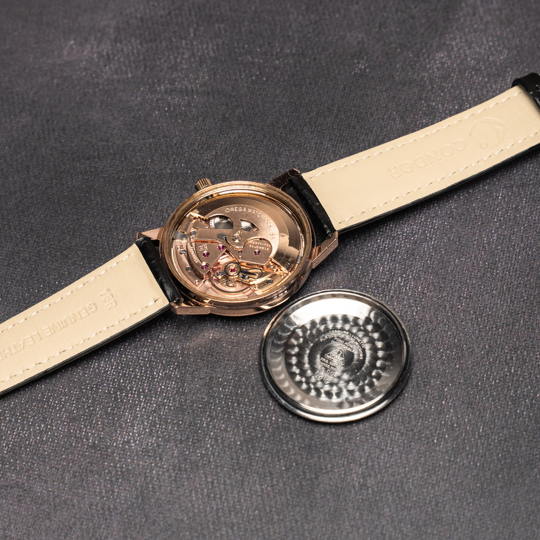 1967 ROSE GOLD OMEGA SEAMASTER SPEEDMASTER COMPANION WHITE TECHNICAL RED CROSSHAIR QUICKSET CAL. 565 REF. 166.002