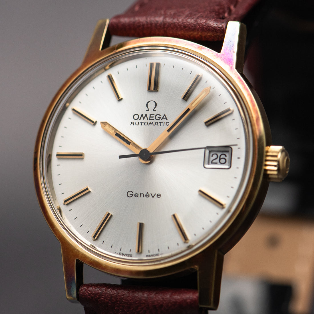 1973 OMEGA GENEVE QUICKSET SUNBURST RAINBOW HUE WITH PAPERWORK AND BUCKLE CAL. 1012 REF. 166.0163