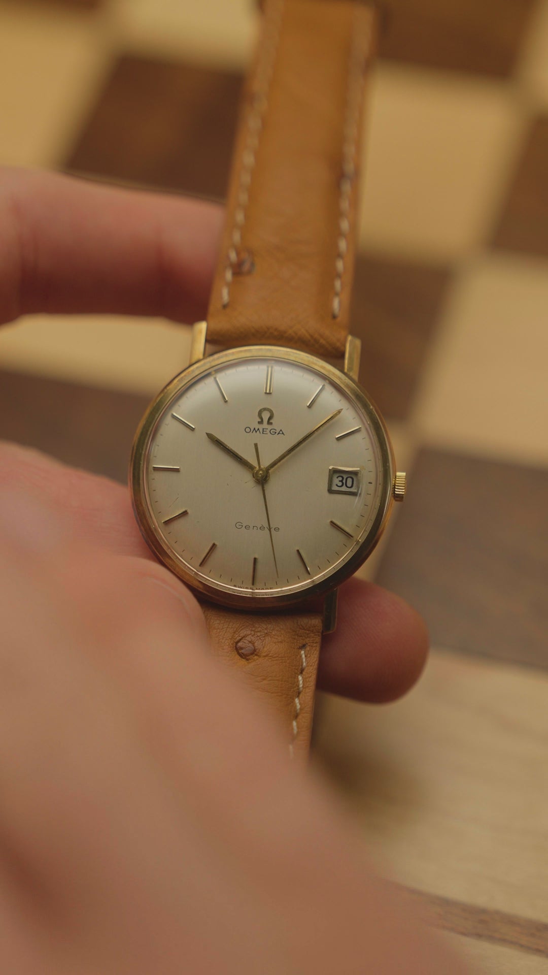 1969 9K GOLD OMEGA GENEVE QUICKSET RAINBOW HUE CAL. 613 REF. 131/25016
