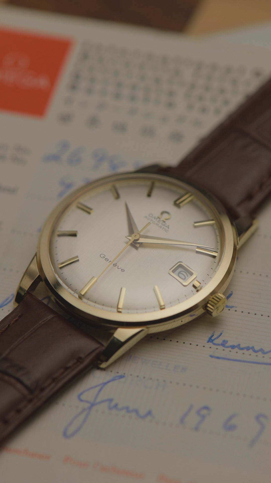 1968 9K GOLD OMEGA GENEVE QUICKSET WITH PAPERWORK CAL. 565 REF. 161/25418