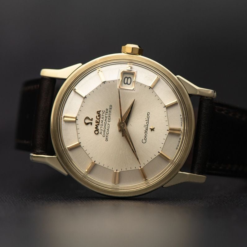 1966 OMEGA CONSTELLATION PIE PAN SUNBURST DOG-LEG CAL. 561 REF. 168.005